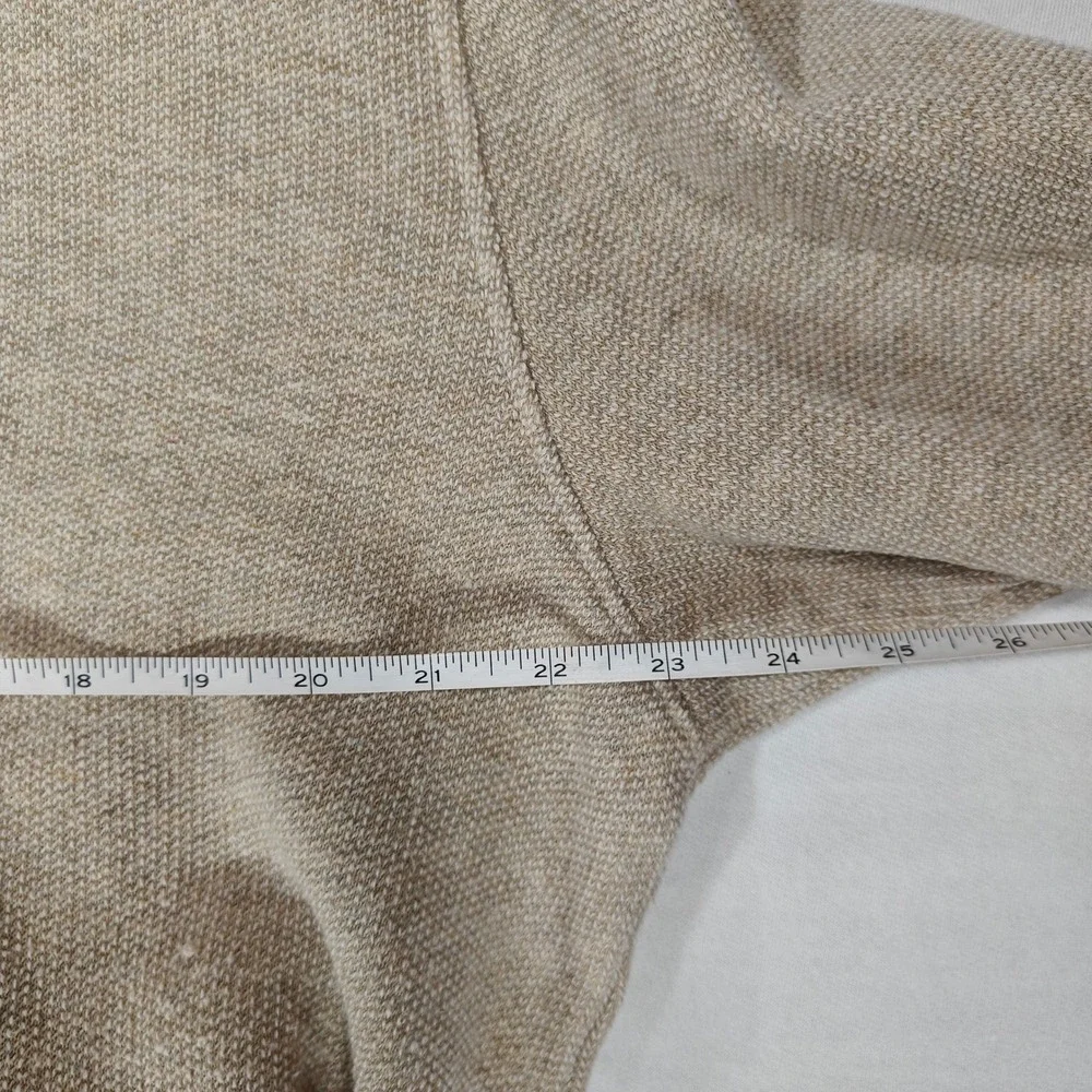 Orvis Mens Shawl Collar Pullover Sweatshirt Tan Heathered Button Neck XL